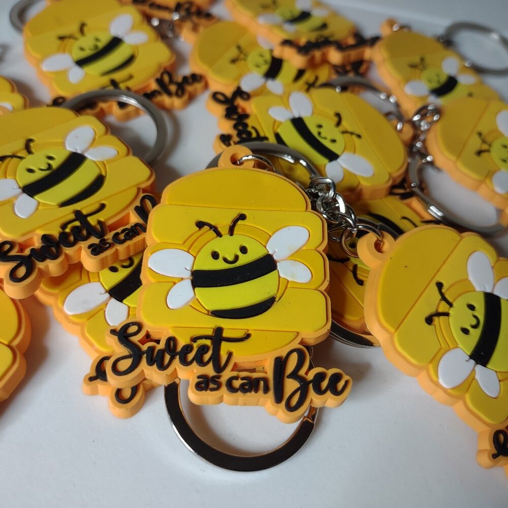 Lot Of 15 Sweet As Can Bee Yellow And Black Bumblebee Keychains